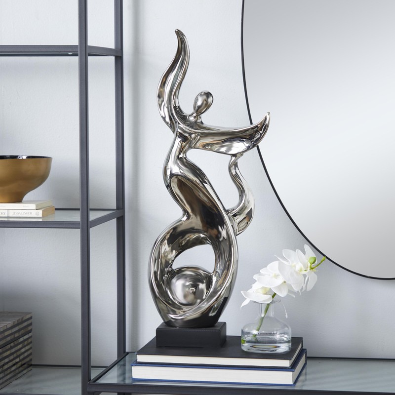 Deco 79 Ceramic People Decorative Sculpture Dancing Home Decor Statue,