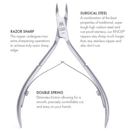 GERMANIKURE Luxury Cuticle Nipper in Leather Case, Double Sharpened, Ethically Made in Solingen Germany
