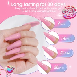 GELFAVOR UV Nail Polish, UV LED Nail Gel Polish Set Semi-Permanent Glitter White Pink Nail Polish Healthy Long-Lasting Gel Nails 6 Colors 10ml