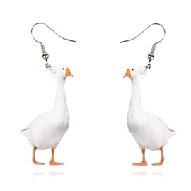 XYAYOU Creative Acrylic Hen Printed Hen Big Goose Animal Drop Dangle Earrings Personality Lady Women's Earrings (Goose)