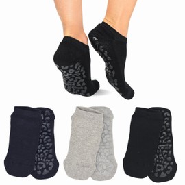 LEON D'ORO Pilates Women's Socks Non-Slip 3 Pairs Yoga Fitness Dance Made in Italy, 3 pairs of black