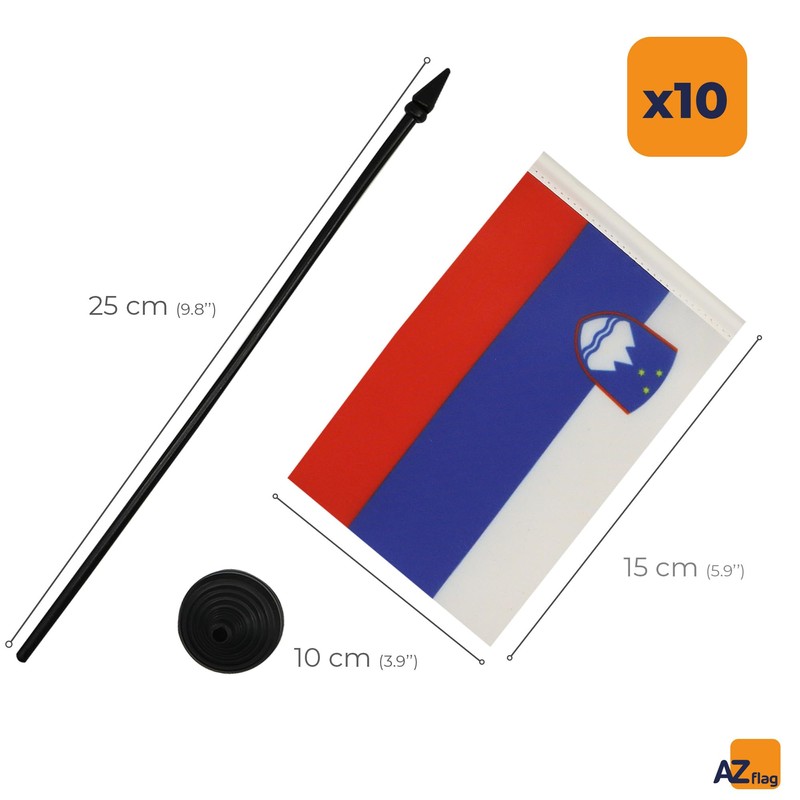AZ FLAG Pack of 10 Slovenian Table Flags - 15
