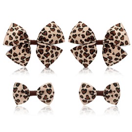 Yuanchu 4Pcs Leopard Hair Bow Clips, Leopard Bow Hair Clips Set Vintage Cute Style Flower Hair Accessories Cheetah Print Costume Accessories