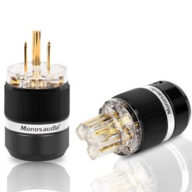 Monosaudio HiFi Power Plug Pure Copper 15A/125V 10A/250V IEC C13/C15 Power Connector Hi-end Audio Power Plug for DIY Audiophile Power Cord HiFi Audio AC Power Cable(Gold Plated)（M101G/F101G）