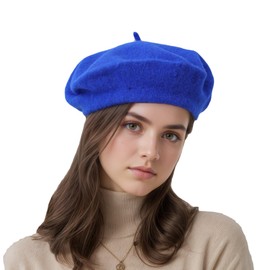 AURORAAEGIS French Beret Hats for Women - Classic Wool Beret Hats Soft Knit Winter Cloche for Daily Outfits Royal Blue