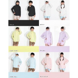 Ko'a Core Rash Guard Kids High Neck Hoodie with Brim for Girls and Boys Size 90-150 UV Protection Hood, lavender