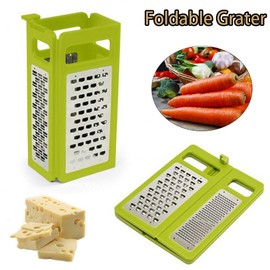 4 Sides Versatile Vtainless Steel Box Grater, Foldable Kitchen Gadget with Sturdy Shredding, Precise Slicing Coarse to Fine, for Cheese Vegetables Ginger