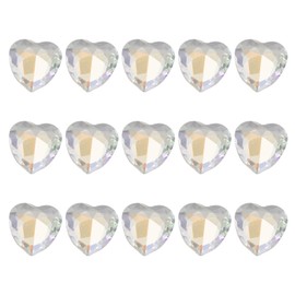 MECCANIXITY 15 Pcs 3D Heart Light Yellow Nail Rhinestones K9 Glass Crystal Rhinestones Pointed Back Crooked Heart Gems for Nail Charm Art DIY Decoration Craft 8x8mm