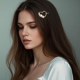 6pcs Small Pearl Hair Clips For Women Gold Barrettes Hair Accessories Heart Round Shaped Hair Claw Clips Cute Hairpin For Styling Weeding Decoration