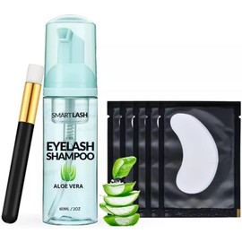 Shampoo Para Pestañas Smart lash En Espuma +5 Parches Hidrogel +brocha
