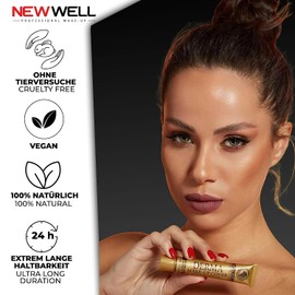 NEW WELL Derma MakeUp Cover Wasserfeste Foundation - Perfekter Teint & hohe Deckkraft - Vegan & natürliche Inhaltsstoffe - Für alle Hauttypen (Gold)