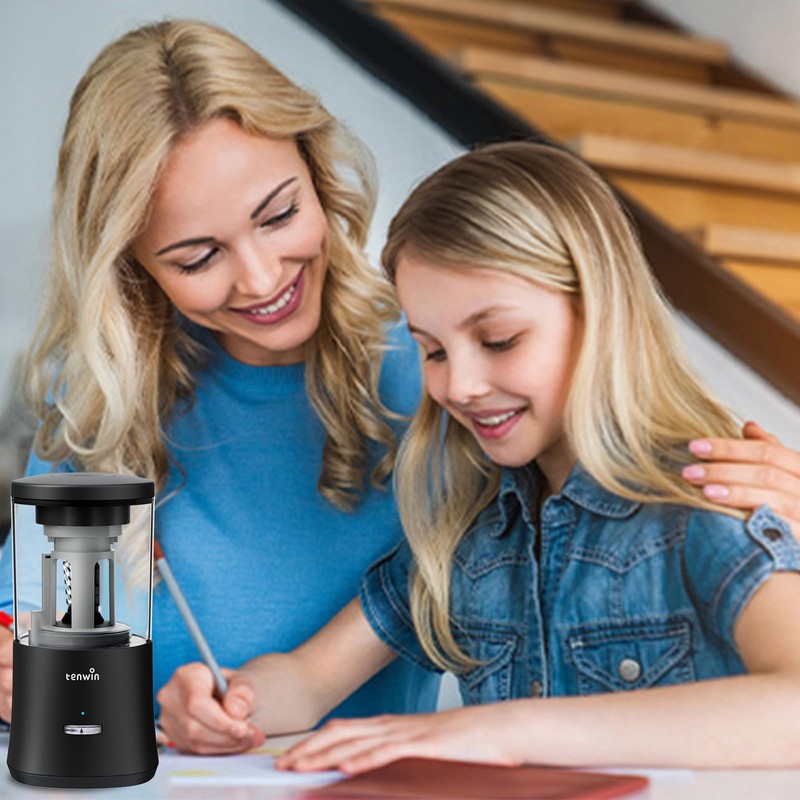 tenwin Electric Pencil Sharpener, Fully Automatic Pencil Sharpener for 6-8mm
