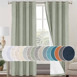 PrinceDeco - Cortinas 100 opacas para tratamiento de ventanas de recámara, aislamiento térmico, cortinas cálidas para invierno, cortinas texturizadas