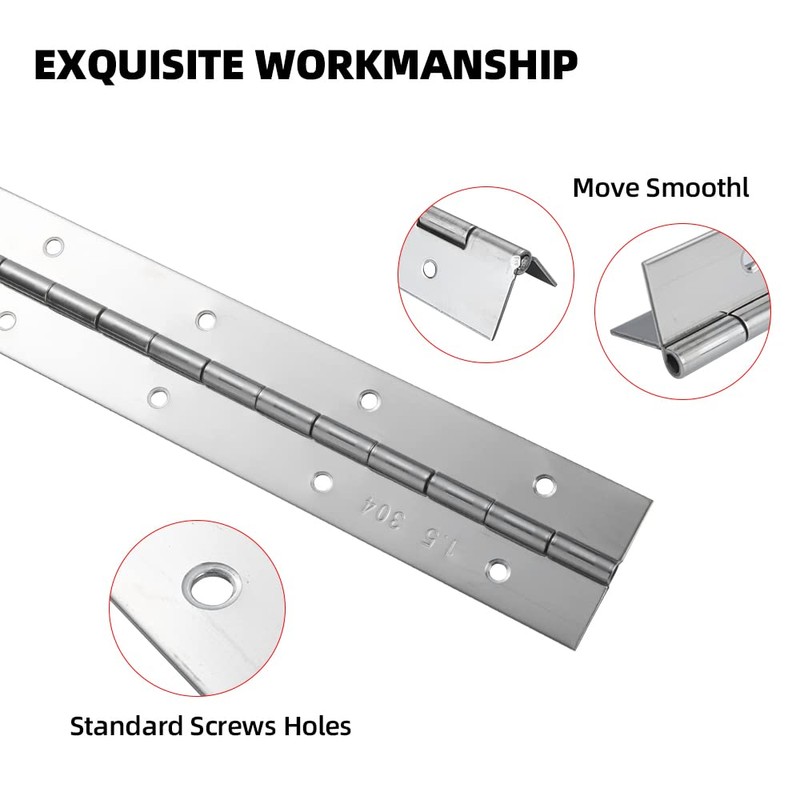 Marine Grade 304 Stainless Steel Piano Hinge, 12"X2" Continuous Boat