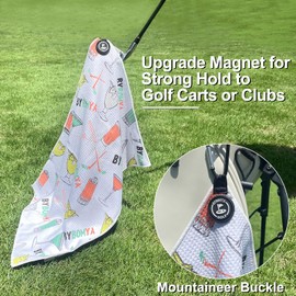 byBOMYA Magnetic Golf Towel for Men Microfiber Waffle Pattern Magnetic Golf Towel with Clip and Marker Water Absorption Quick Dry Magnet Golf Towel Strong Hold to Golf Carts or Clubs