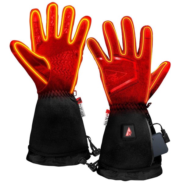 ActionHeat Thin Waterproof Heated Gloves for Men, Electric Gloves, 3 Heat Setting, Heated Gloves for Winter Sports, Outdoor Camping, Skiing, Climbing, Hiking
