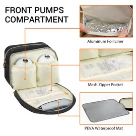 PIIOSER Breastmilk Cooler Bag with Ice Pack, Compatible with Wearable Breast Pumps & Accessories - Portable Pumps Carrying Case for Nursing & Working Moms, Black