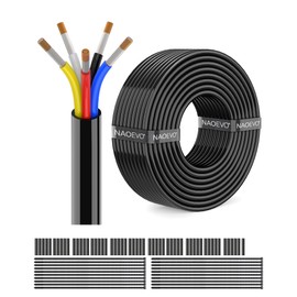 NAOEVO 16 Gauge Wire 5 Conductor Electrical Wire, 16 AWG Stranded PVC Cord, 12V Low Voltage/Tinned Copper/Flexible Cable for Automotive Wiring, Lamp Cord, Marine Cable (100FT)