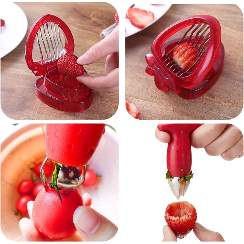 2 Pcs Strawberry Huller and Cutter Set, Pedicle Remover Tool