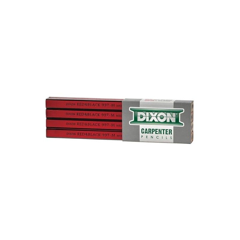 Dixon 19972 Oriole Woodcase Flat Carpenter's Pencil Medium Red Dozen