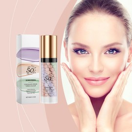 Three Colours Concealer Primer Makeup, Primer Makeup Base Colour Corrector Spf 50, Face Isolation Cream, Even Skin Tone, Brightening Moisturising