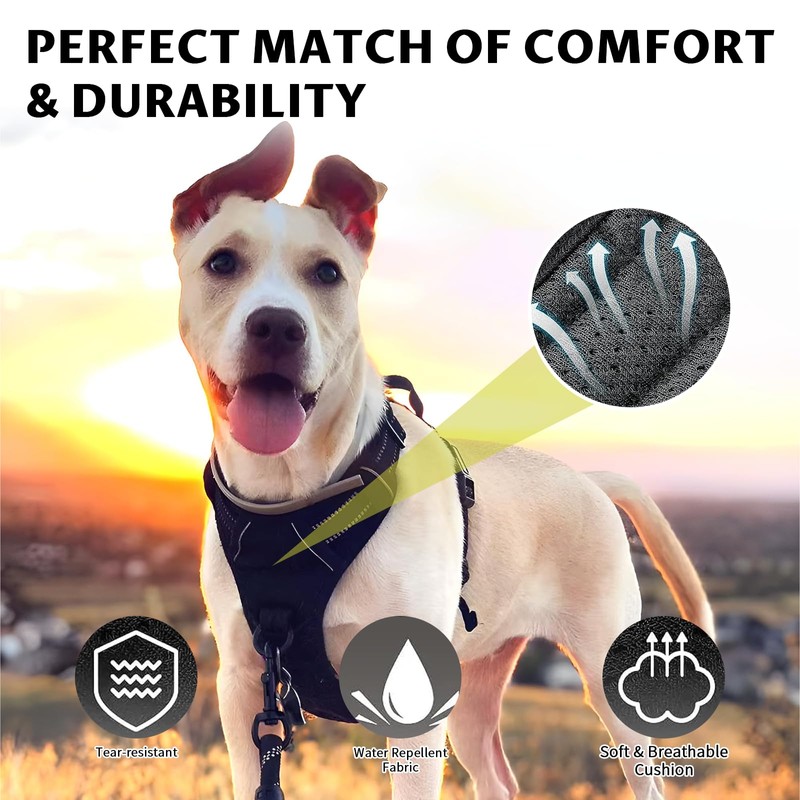 VCCLFSIA No Pull Dog Harness with 1.5m/5ft Dog Leash, Adjustable