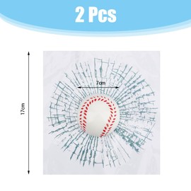 SUPERFINDINGS Baseball Car Sticker Broken Glass 3D Car Sticker Tricky Glass Window Sticker White Baseball Hits Sticker for Car Glass Window Vehicle 18 cm