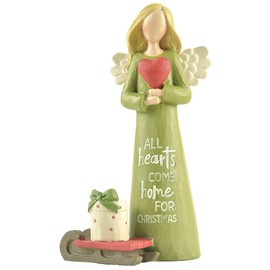 Feather & Grace Holding Heart, Figurine for Women & Men, Statue for Christmas Decor, Guardian Angel Ornament Gifts-Resins-Multi, one Size