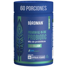 Birdman Premium All-In-One Probiotic  Probiticos con 50 Billones de UFC  Frmula de Liberacin Retardada y Sin Aditivos  Cpsula Vegana  Suplemento...   