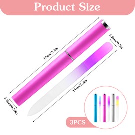 PEOVLVN 3 Pack Glass Nail Files for Natural Nails, Glass Nail File with Case Crystal Nail File Professional Manicure Nail Care Fingernail Files for Women Christmas Stocking Stuffers Gifts (Color B)