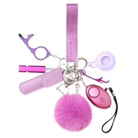 Keymate Safety Keychain Set for Women, with Personal Alarm,Gifts for Women,9 Pcs Keychain Set (Purple)