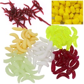 Pack of 225 Worm Fishing Bait Box Set Artificial Worm Soft Plastic Fishing Lure Artificial Bait Worms Fish Fighting Toy Carry Stone for Freshwater Saltwater Fishing