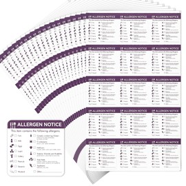 Allergen Labels, 450 pcs Allergen Stickers, Food Allergy Labels Stickers, Allergen Warning Labels for Commercial, Kitchens, Catering, Outlets (5 x 5 cm)