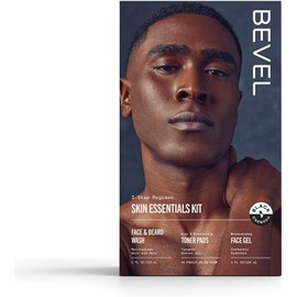 Bevel Skin Care Set for Men - Includes Face Wash with Tea Tree Oil, Glycolic Acid Exfoliating Pads, and Lightweight Face Moisturizer, Helps Treat Blemishes, Bumps and Discoloration