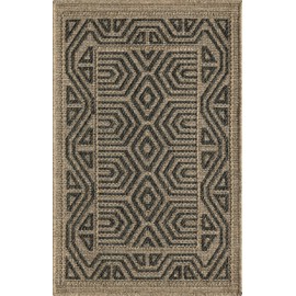 Abani Patio Indoor Outdoor Grey Beige Rug - 2 x 3 Geometric Tribal Area Rug for Living Room, Bedroom, Patio - Waterproof, UV Protected, Pet Friendly, Soft Fiber, Durable Weave, & Easy to Clean