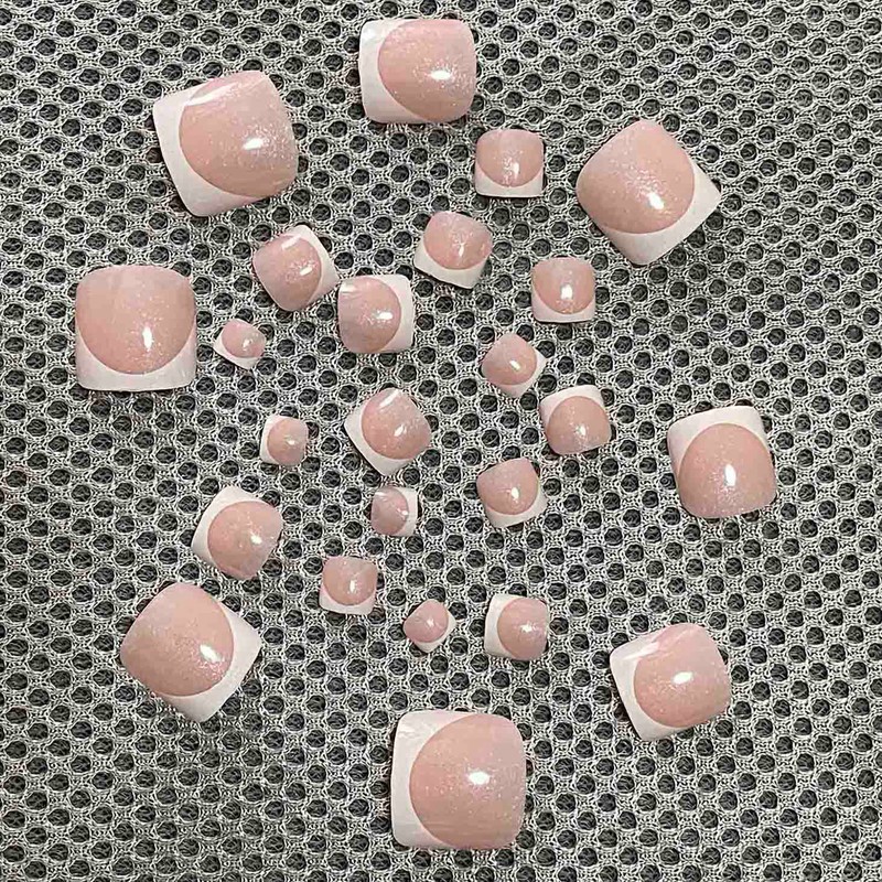 Clataly 24 Pieces Square Crystal Flowers Fake Nails Polished Toe