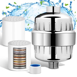 Viitech 20 Stage Shower Filter for Hard Water, Universal 22mm Shower Head Filter with Advanced Filtration, Removes Chlorine & Impurities Shower Water Filter for Healthier Skin & Hair
