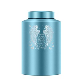 UNICRAFTALE Small Urns Mini Cremation Human Ashes Holder Frosted Blue Wing Pet Stainless Steel Memorial Keepsake Ash Funeral Urn for Pet Small Ashes Urns for Human Family Friends Pets Memorial
