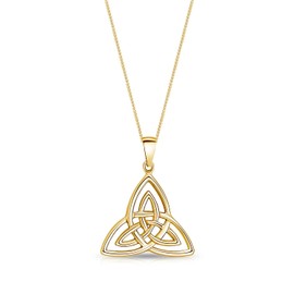 DTPsilver® 925 Sterling Silver, Yellow Gold Plated or Rose Gold Plated Necklace - Celtic Trinity Knot Pendant - With or without Chain - Width: 1.2 mm - Adjustable Length: 40 to 45 cm, Sterling Silver