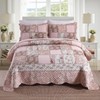 NEWLAKE Quilt Set King Size, Cotton Patchwork Pink Floral Quilt