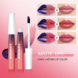 3Pcs Long Lasting Matte Peel Off Lip Stain, Tint, and Liquid Lipstick Set - Waterproof Glossy Makeup With Lip Liner