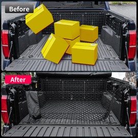 Zekzoop Cargo Net Compatible with 2024 2025 2026 Toyota Tacoma Envelope Style Truck Storage Net Dense Mesh with Free Storage Bags for 2025 Tacoma Exterior Accessories (4.1'×1.5')