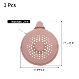 uxcell 3pcs Shower Drain Hair Catcher 5.5" Dia Round Drain Cover Silicone Strainer Hair Stopper for Shower Kitchen Bathroom Tub Accessories, Pink