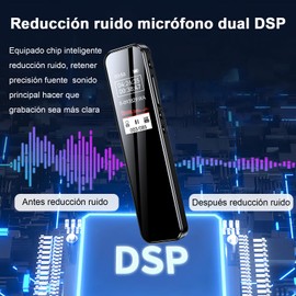 RYEWGRV Grabadora de Voz Digital 8 GB con Función Reducción Ruido, Grabadora de Voz Portátil Recargable, Reproductor MP3 con Función Altavozz, Adecuado para Reuniones, Discursos, Entrevistas