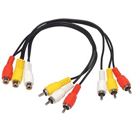 KAUMO 2-Way AV Cable RCA Red White Yellow (3-Pin Male) x 2 RCA Red White Yellow (3-Pin Female) 11.8 inches (30 cm)