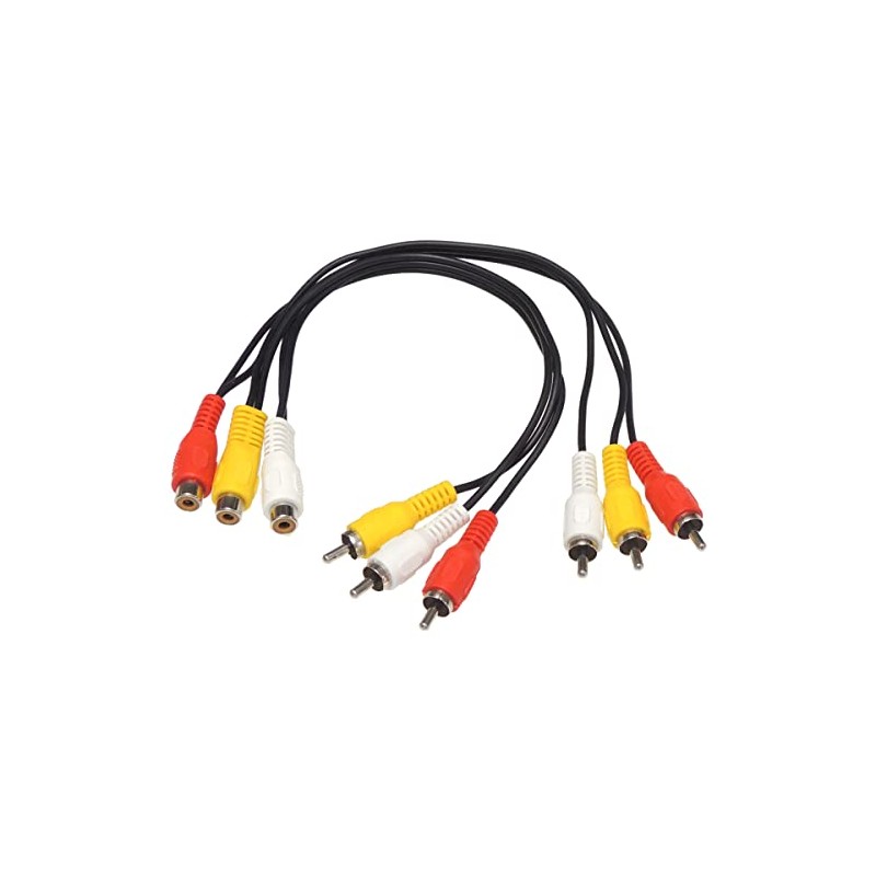 KAUMO 2-Way AV Cable RCA Red White Yellow (3-Pin Male)