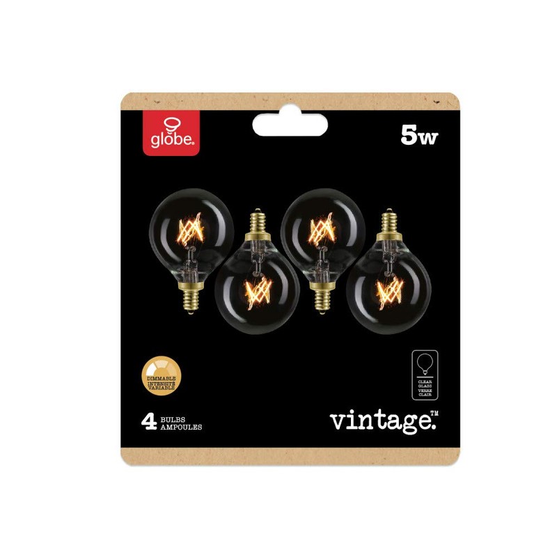 Globe Electric 80261 5W Vintage Edison Mini Dimmable Incandescent Light