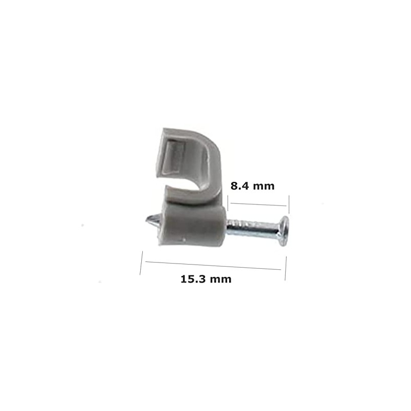 Reulin 1mm T&E Cable Clips, Pack OF 100, Grey, 5x8mm