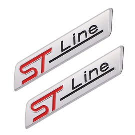 Pack of 2 3D Metal ST Line Sticker Car Head Emblem Badge Chrome Sticker for Most Car Models (Abrazine Silver)