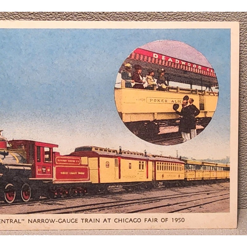 unknown 1950 Postcard~Deadwood Central Train At~1950 Chicago Worlds Fair. #-3403